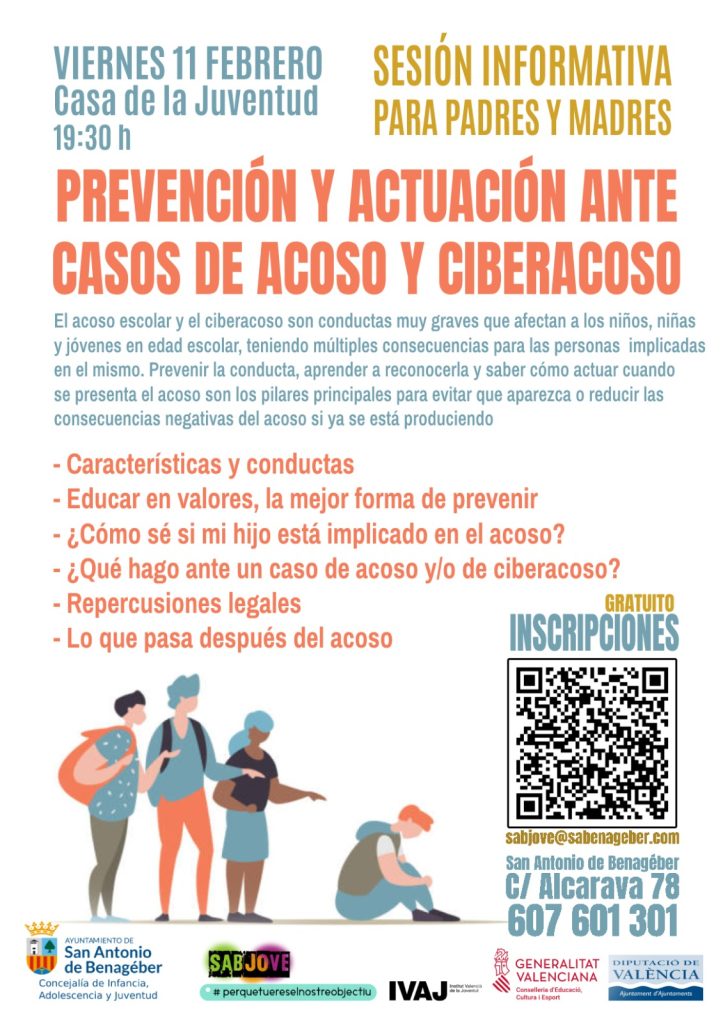 Cartel sesión informativa sobre acoso escolar Sabjove