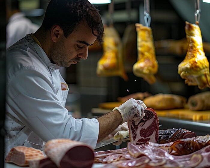 charcutero trabajando carniceria